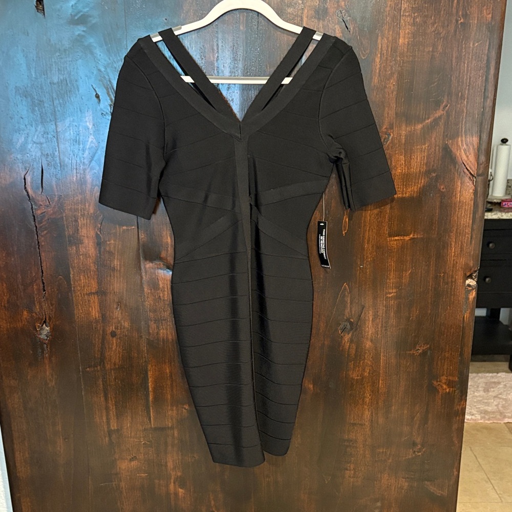 VENUS Black Midi Bandage Dress